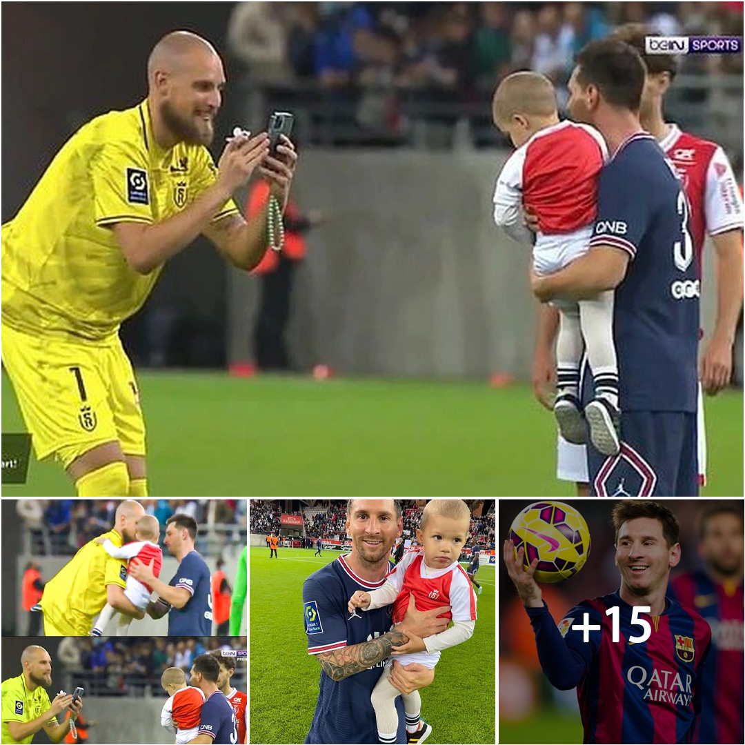 Messi dejó una hermosa impresión al tomarse fotos con el hijo del portero del Reims